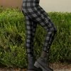 Lily | Gray & Black Plaid Side-Button Leggings - Plus