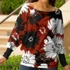 Lily | Red & Black Floral Long-Sleeve Boatneck Tunic - Plus