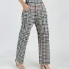 Lily | Teal & Burgundy Houndstooth Pocket Straight-Leg Pants - Women