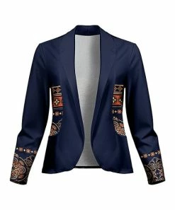 Lily | Navy & Orange Boho Medallion Blazer - Women