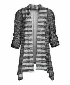 Lily | Light Gray Stripe Open Cardigan - Women