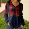 Lily | Navy & Red Plaid Long-Sleeve V-Neck Tunic - Women
