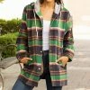 Lily | Green & Brown Plaid Pocket Hooded Button-Up Flannel - Women & Plus