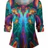Lily | Purple & Turquoise Abstract Boatneck Top - Women & Plus