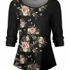 Lily | Black & Pink Floral Boatneck Top - Plus