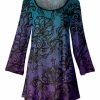 Lily | Purple & Teal Floral Scoop Neck Swing Tunic - Women & Plus