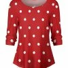 Lily | Red & White Polka Dot Boatneck Top - Plus