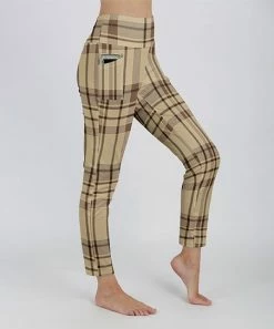 Lily | Beige & Brown Plaid Pocket Leggings - Plus