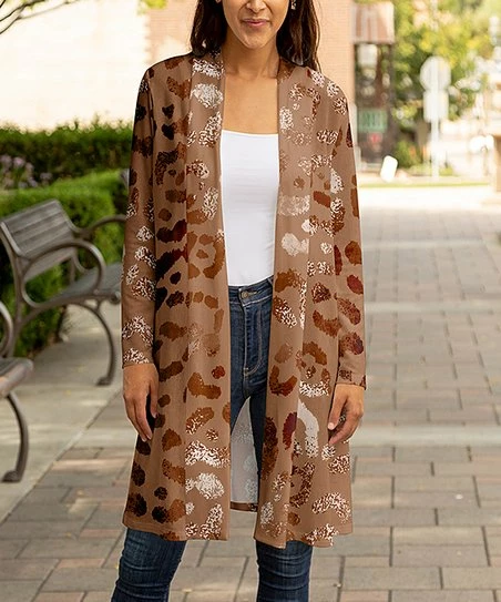 Lily | Brown Leopard Open Duster - Women 1 Lily | Brown Leopard Open Duster - Women
