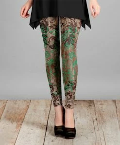 Lily | Brown & Turquoise Floral Leggings - Women