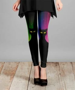Lily | Black & Purple Cat Leggings - Women & Plus