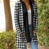 Lily | White & Black Houndstooth Pocket Open Cardigan - Women