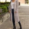 Lily | Mauve Marled Cable-Knit Pocket Hooded Duster - Plus