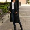 Lily | Black Cable-Knit Pocket Hooded Duster - Women & Plus