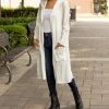 Lily | White Cable-Knit Pocket Hooded Duster - Women & Plus
