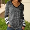 Lily | Gray & Black Stripe Long-Sleeve V-Neck Tunic - Women