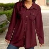 Lily | Dark Red Pocket Shacket - Plus