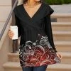Lily | Black & Red Floral Shawl Collar Tunic - Women