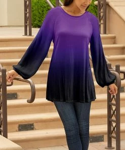 Lily | Purple & Black Ombré Long-Sleeve Tunic - Women