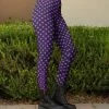 Lily | Purple & Green Polka Dot Side-Snap Leggings - Women