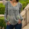 Lily | Blue & Gray Patchwork Long-Sleeve V-Neck Tunic - Women & Plus