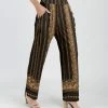 Lily | Black & Beige Abstract Stripe Pocket Pants - Plus