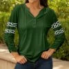 Lily | Green & White Braid Pleated Long-Sleeve Tunic - Women