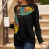 Lily | Black & Yellow Butterfly Twist-Hem Long-Sleeve Tunic - Women & Plus
