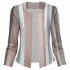 Lily | Taupe & Blue Stripe Open Blazer - Plus