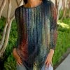 Lily | Blue & Rust Abstract Long-Sleeve Crewneck Tunic - Women
