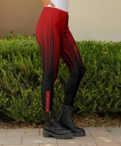 Lily | Red & Black Ombré Stripes Button-Accent Leggings - Plus