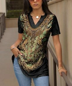 Lily | Black & Green Abstract Tunic - Women