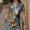 Lily | Blue & Yellow Floral Tunic - Plus