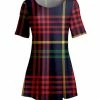 Lily | Navy & Red Plaid Short-Sleeve Boatneck Tunic - Plus