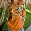 Lily | Orange & White Abstract Leaves Long-Sleeve Tunic - Plus