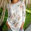 Lily | White & Pink Floral Long-Sleeve Tunic - Plus
