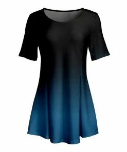 Lily | Black & Blue Ombré Short-Sleeve Boatneck Tunic - Women