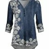 Lily | Navy & Cream Floral Button-Front V-Neck Tunic - Women & Plus