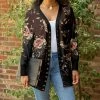 Lily | Black & Brown Rose Snap-Front Cardigan - Women