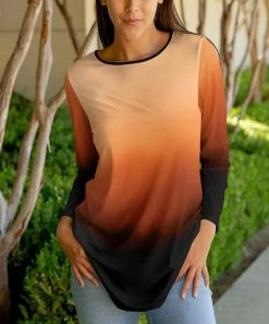 Lily | Orange & Black Ombré Long-Sleeve Tunic - Plus