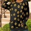 Lily | Black & Yellow Sunflowers Pocket Long-Sleeve Top - Plus