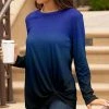 Lily | Black & Blue Ombré Twist-Hem Long-Sleeve Tunic - Women & Plus