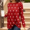 Lily | Red & White Polka Dot Twist-Hem Long-Sleeve Tunic - Women & Plus