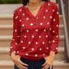 Lily | Red & White Polka Dot Button-Accent Notch Neck Tunic - Women