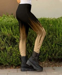 Lily | Black & Brown Ombré Star Side-Button Leggings - Women