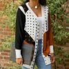 Lily | Rust & Black Polka Dot Pocket Snap-Button Cardigan - Plus
