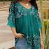 Lily | Turquoise & Lavender Paisley Ruffle-Sleeve Tunic - Women & Plus