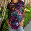 Lily | Purple & Teal Abstract Three-Quarter Sleeve Tunic - Plus