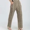 Lily | Gray & Beige Stripe Pocket Straight-Leg Pants - Women