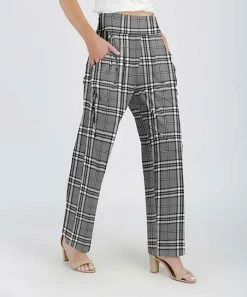 Lily | Gray & Black Plaid Pocket Straight-Leg Pants - Plus